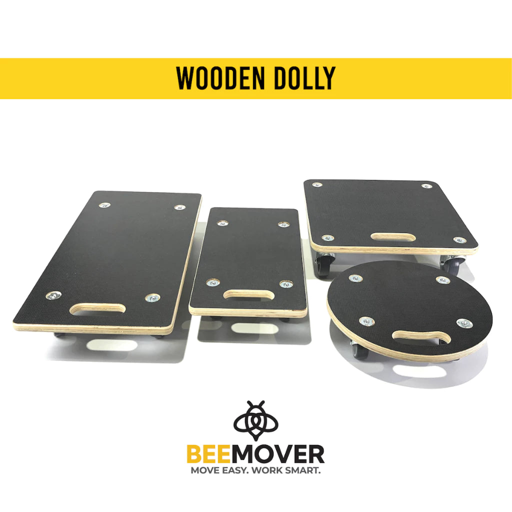 BEEMOVER รถเข็นดอลลี่ ทรงสี่เหลี่ยมผืนผ้า รถเข็นไม้ รถเข็นเฟอร์นิเจอร์เคลือบกันน้ำ BT-WD-440230 (Size S)
